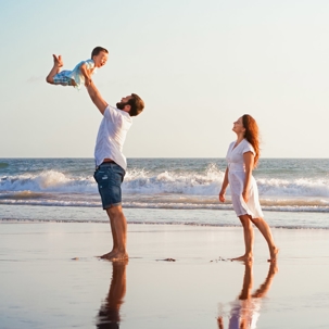 A family at the beach